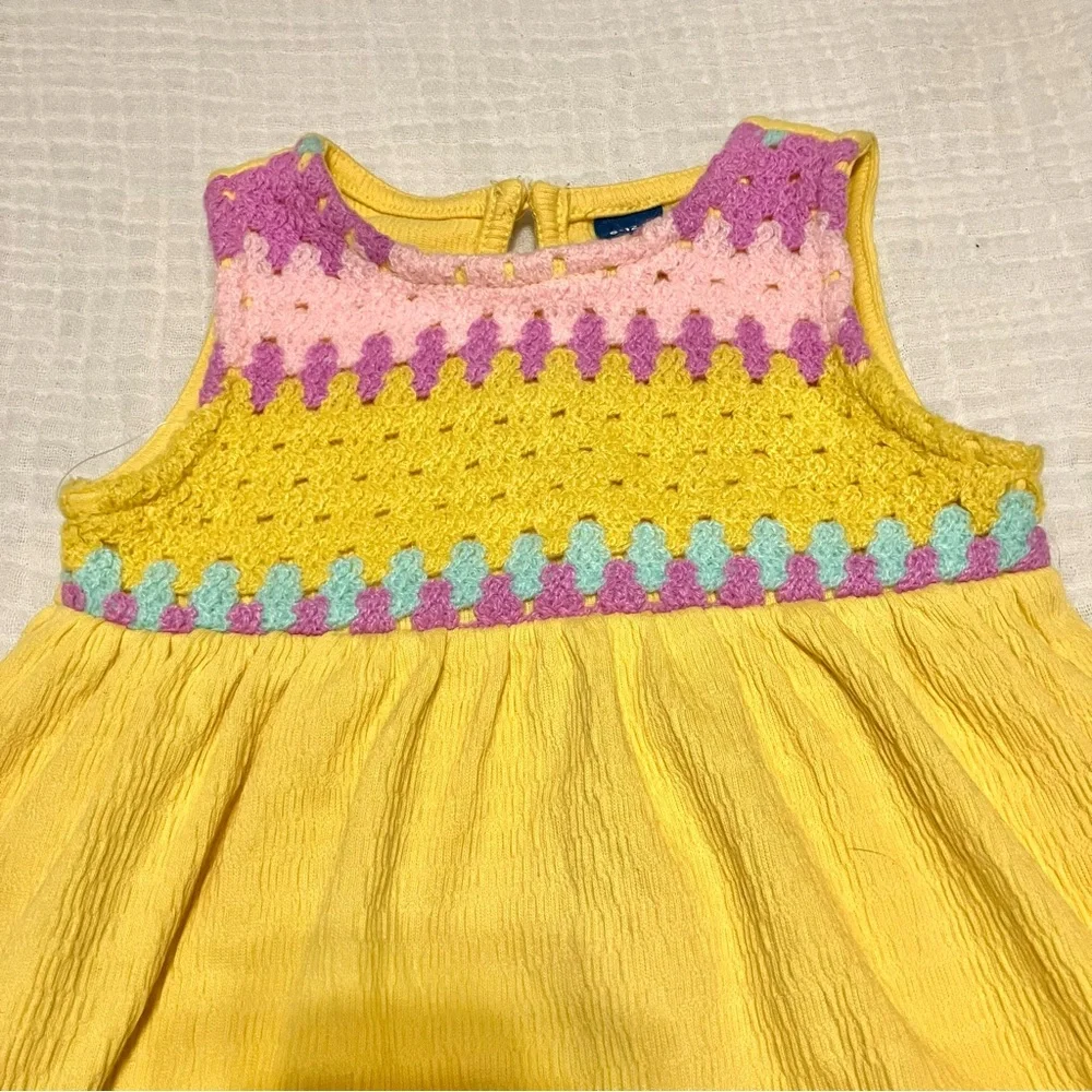 Girl’s‎ Old Navy Sunshine Yellow Crochet Panel Sleeveless Dress Sz 6-12M